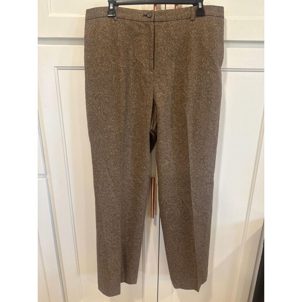 VTG Pendleton Brown Tweed virgin Wool Blend Lined Dress Pants Women 16 boho